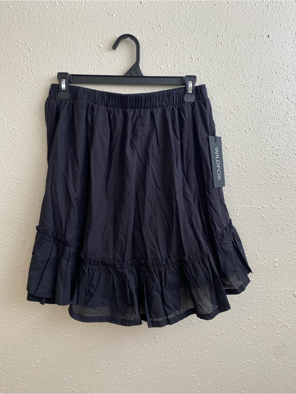 Wildfox Black Cotton Tiered Ruffle Mini Skirt